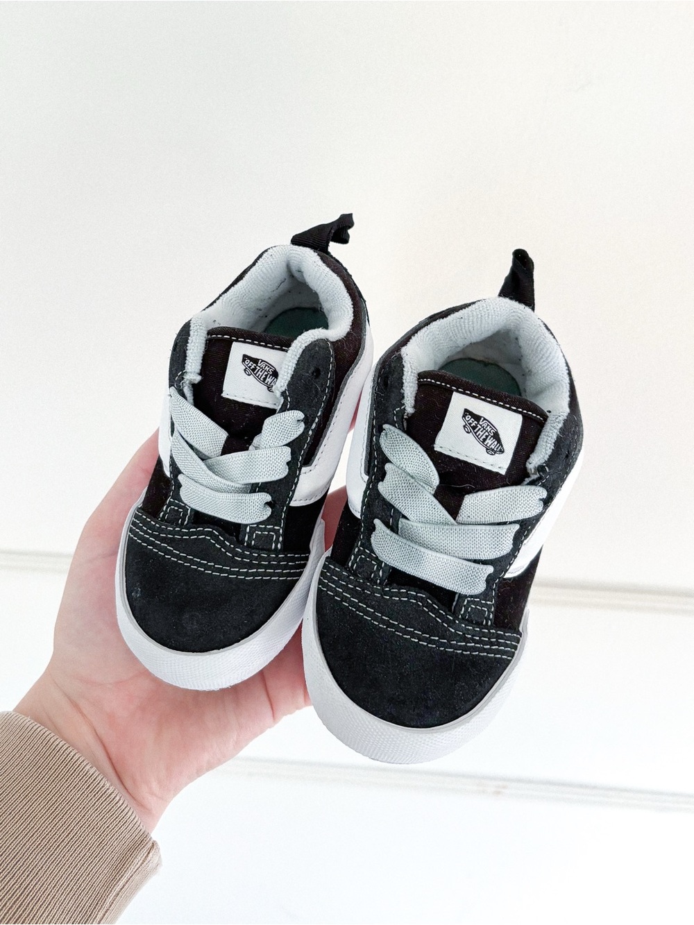 Vans Black and White Kids Low-Top Skate Sneakers